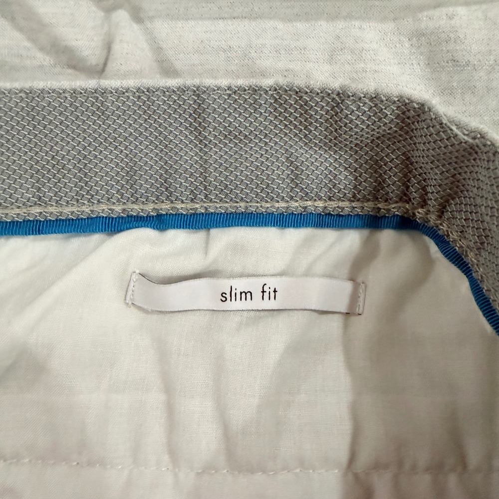 Calvin Klein Shorts Mens 36 Light Grey Slim Fit Textured Cotton Casual Slub - Picture 4 of 11